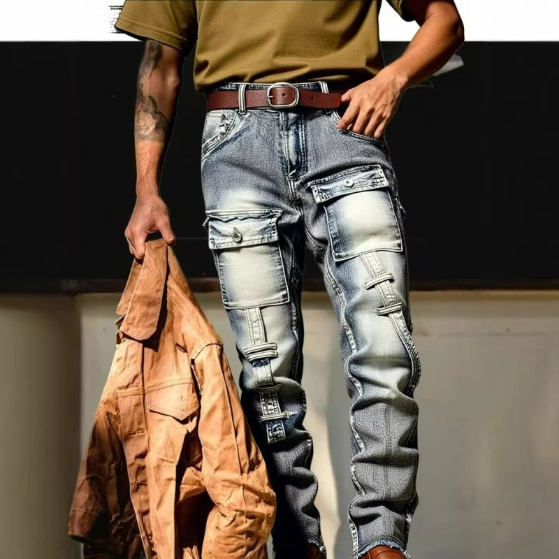 Europe Streetwear Brand - Мужские брюки с эффектом потертости, в