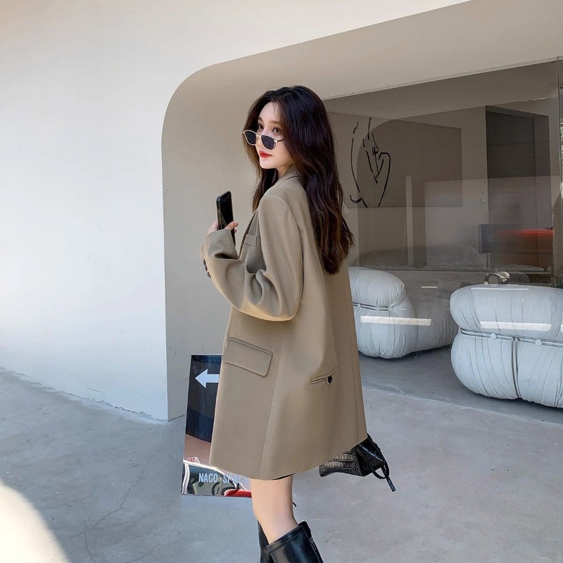 Women Streetwear Brand - Женский офисный Блейзер на пуговицах, черный