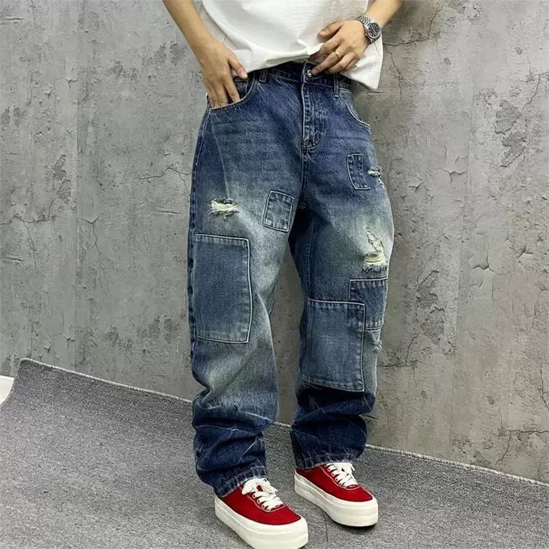 Streetwear Brand Denim - Мужские джинсы-карго Brand Splicing, осенняя мода,