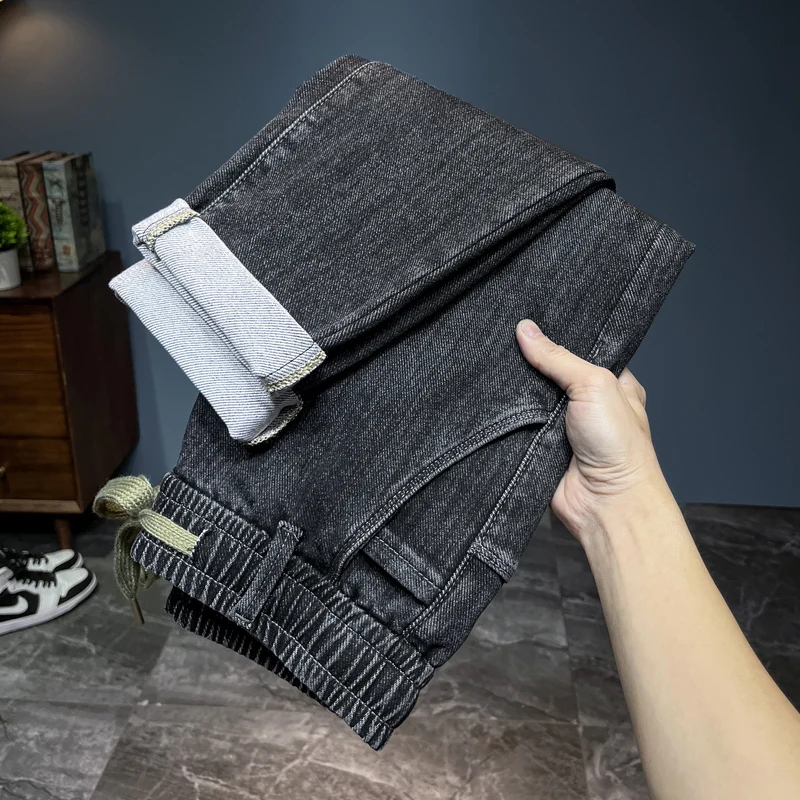 Streetwear Brand Denim - Брендовые мужские новые осенние джинсы, черные,