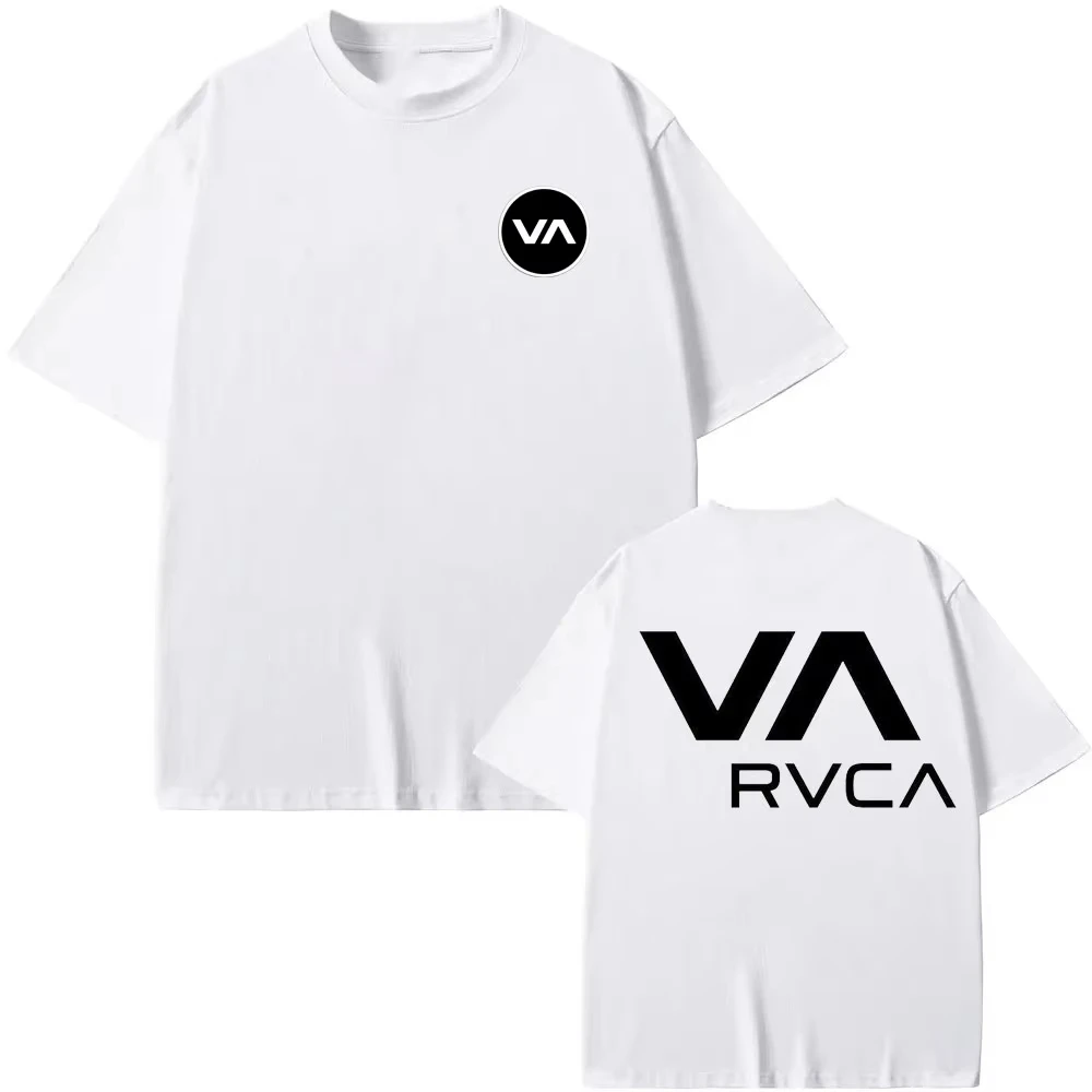 Women Streetwear Brand - Футболка RVCA, черная, летняя, хлопковая, с